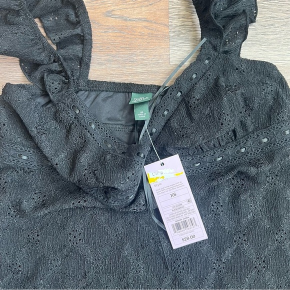 Women's Ruffle Sleeve Eyelet Mini a-Line Dress - Wild Fable Black XS - Picture 6 of 6